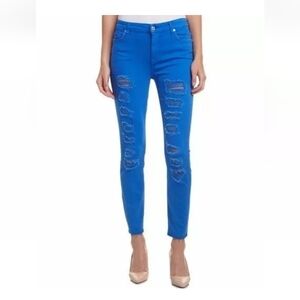Blue Distressed Skinny Jeans